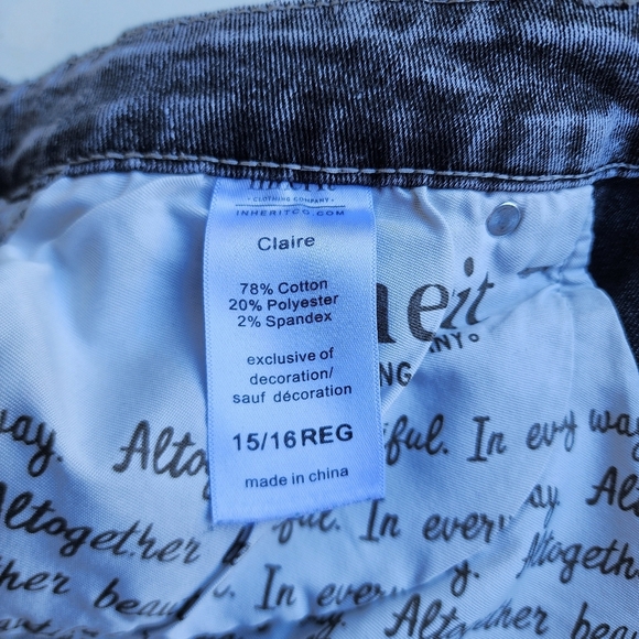 Inherit Clarie Skirt Womens 15/16 Denim Modest Pencil Midi Stretch Gray Black - Picture 8 of 11